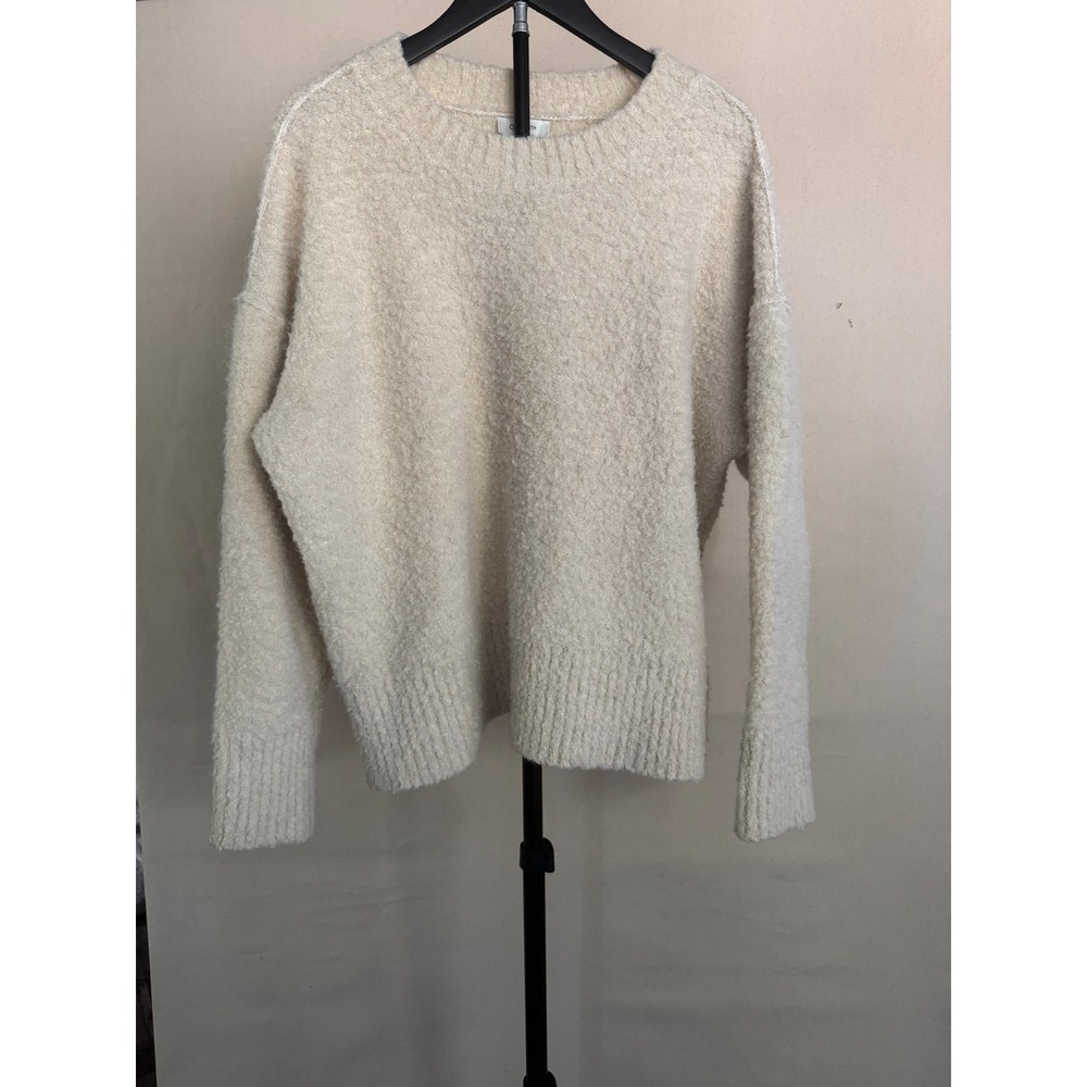 ON 34th Bouclé Crewneck Sweater Cream Large Wool Blend MSRP $69.50